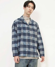 オープンカラーロングスリーブシャツ