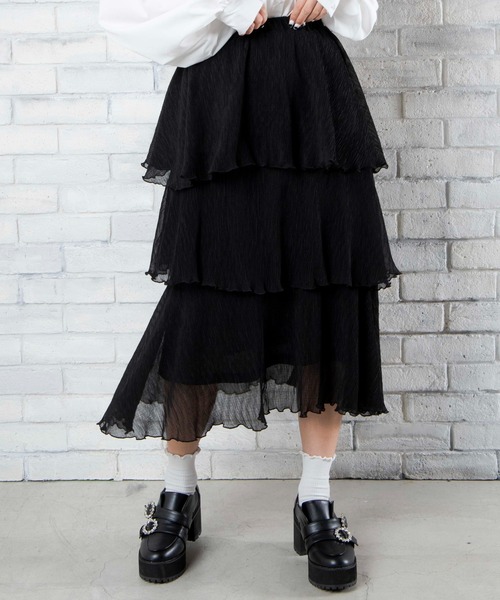 WEGO(ウィゴー)の「WEGO/アシメティアードスカート(スカート・レディース・ブラック/ブルー・FREE)」の2枚目の写真