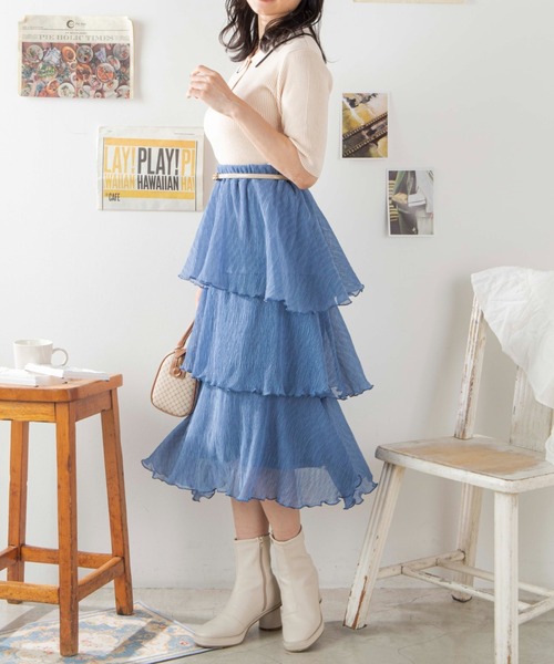 WEGO(ウィゴー)の「WEGO/アシメティアードスカート(スカート・レディース・ブラック/ブルー・FREE)」の7枚目の写真