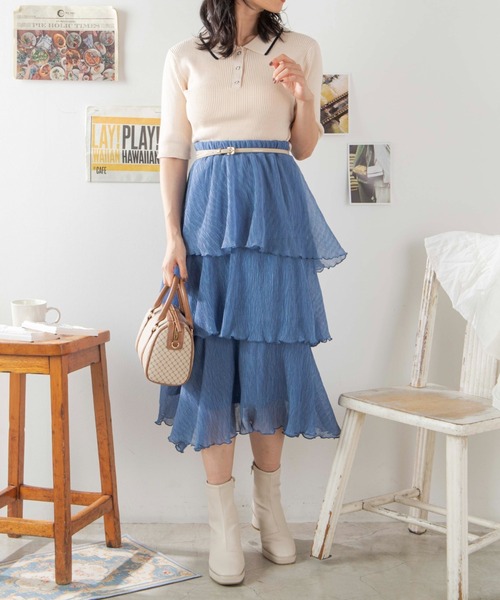 WEGO(ウィゴー)の「WEGO/アシメティアードスカート(スカート・レディース・ブラック/ブルー・FREE)」の5枚目の写真