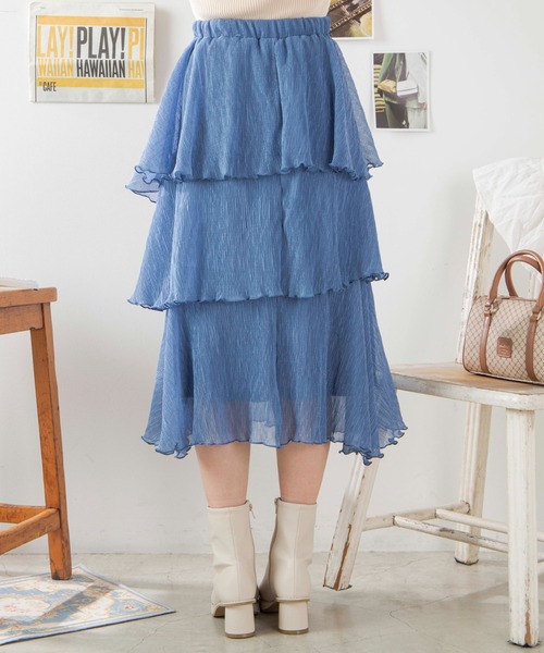 WEGO(ウィゴー)の「WEGO/アシメティアードスカート(スカート・レディース・ブラック/ブルー・FREE)」の4枚目の写真