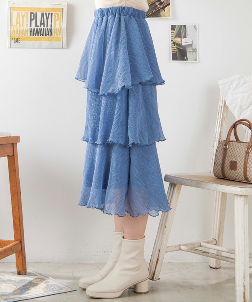 WEGO(ウィゴー)の「WEGO/アシメティアードスカート(スカート・レディース・ブラック/ブルー・FREE)」の3枚目の写真