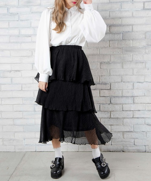 WEGO(ウィゴー)の「WEGO/アシメティアードスカート(スカート・レディース・ブラック/ブルー・FREE)」の9枚目の写真