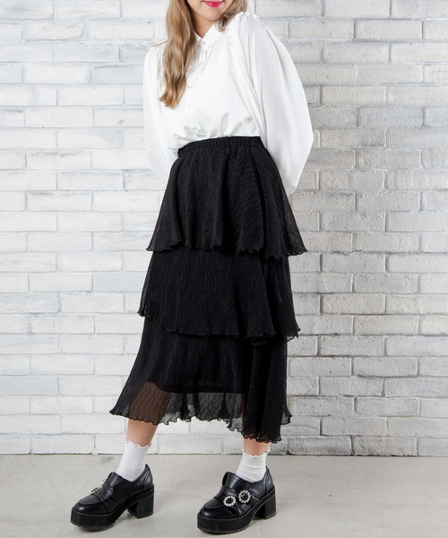 WEGO(ウィゴー)の「WEGO/アシメティアードスカート(スカート・レディース・ブラック/ブルー・FREE)」の10枚目の写真