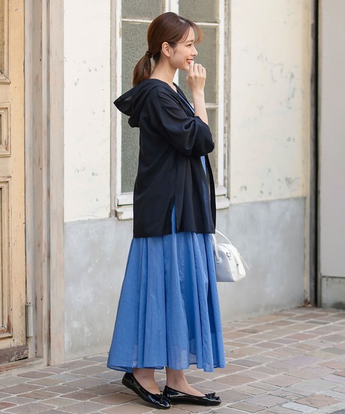 KOBE LETTUCE（コウベレタス）の「シアーフーディシャツ（シャツ/ブラウス・レディース・グレイッシュベージュ/ブラック・FREE）」の6枚目の写真