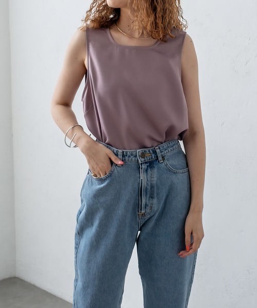 mystic（ミスティック）の「サテンタンクトップ（タンクトップ・レディース・ブラック/パープル/アイボリー・FREE）」の3枚目の写真