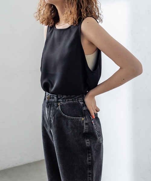 mystic（ミスティック）の「サテンタンクトップ（タンクトップ・レディース・ブラック/パープル/アイボリー・FREE）」の2枚目の写真