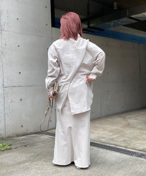 DouDou(ドゥドゥ)の「セットアップコールテンシャツ(シャツ/ブラウス・レディース・ライトグレー/チャコールグレー/ピンク・FREE)」の10枚目の写真