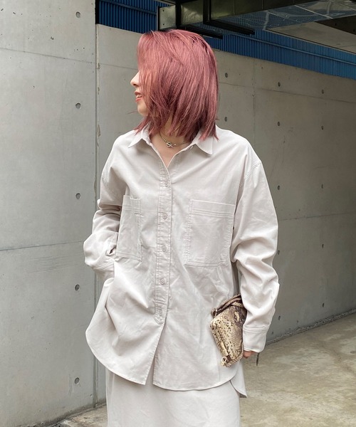 DouDou(ドゥドゥ)の「セットアップコールテンシャツ(シャツ/ブラウス・レディース・ライトグレー/チャコールグレー/ピンク・FREE)」の12枚目の写真