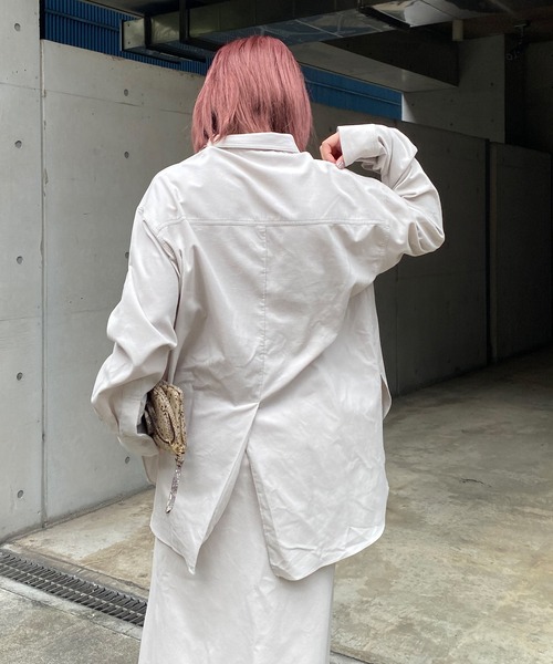 DouDou(ドゥドゥ)の「セットアップコールテンシャツ(シャツ/ブラウス・レディース・ライトグレー/チャコールグレー/ピンク・FREE)」の14枚目の写真