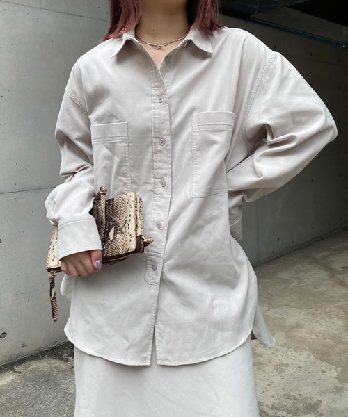 DouDou(ドゥドゥ)の「セットアップコールテンシャツ(シャツ/ブラウス・レディース・ライトグレー/チャコールグレー/ピンク・FREE)」の15枚目の写真