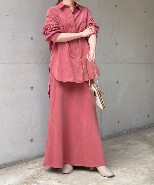 DouDou(ドゥドゥ)の「セットアップコールテンシャツ(シャツ/ブラウス・レディース・ライトグレー/チャコールグレー/ピンク・FREE)」の18枚目の写真