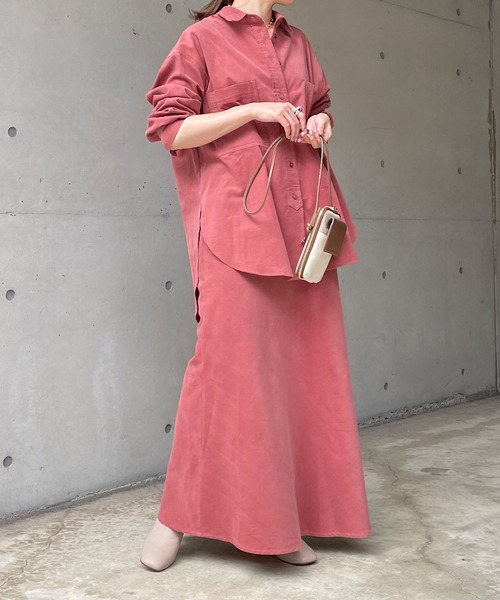 DouDou(ドゥドゥ)の「セットアップコールテンシャツ(シャツ/ブラウス・レディース・ライトグレー/チャコールグレー/ピンク・FREE)」の20枚目の写真