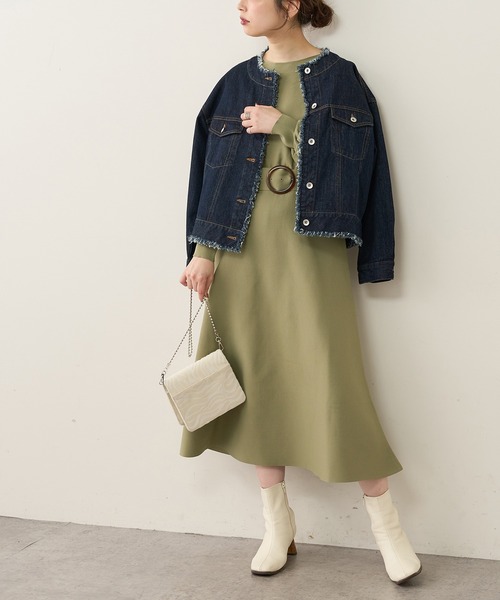 natural couture（ナチュラルクチュール）の「フワ軽2WAY Aラインワンピース（ワンピース・レディース・ラベンダー/レッド系その他/カーキ/グレイッシュベージュ/ブラック・FREE）」の9枚目の写真