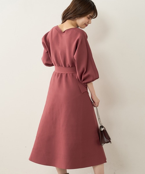 natural couture（ナチュラルクチュール）の「フワ軽2WAY Aラインワンピース（ワンピース・レディース・ラベンダー/レッド系その他/カーキ/グレイッシュベージュ/ブラック・FREE）」の7枚目の写真