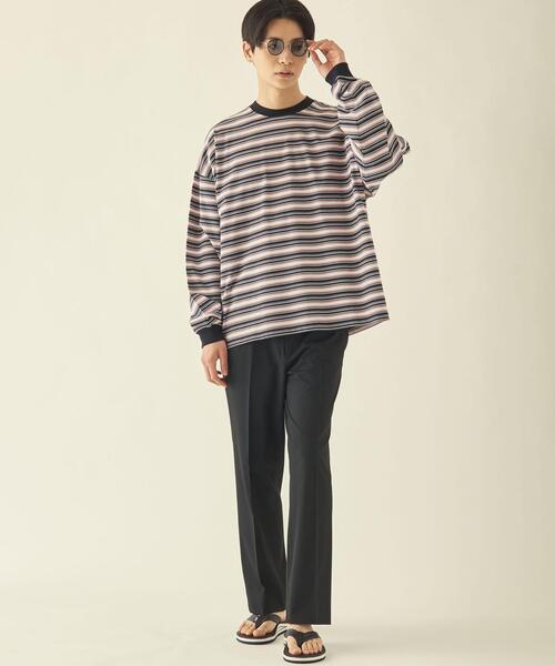 info. BEAUTY&YOUTH（インフォビューティアンドユース）の「【WEB限定】＜info. BEAUTY&YOUTH＞ スーパービッグ ボーダー カットソー（Tシャツ/カットソー・メンズ・ダークブラウン/コバルトブルー/ブラック/オリーブ・S/M/L）」の8枚目の写真