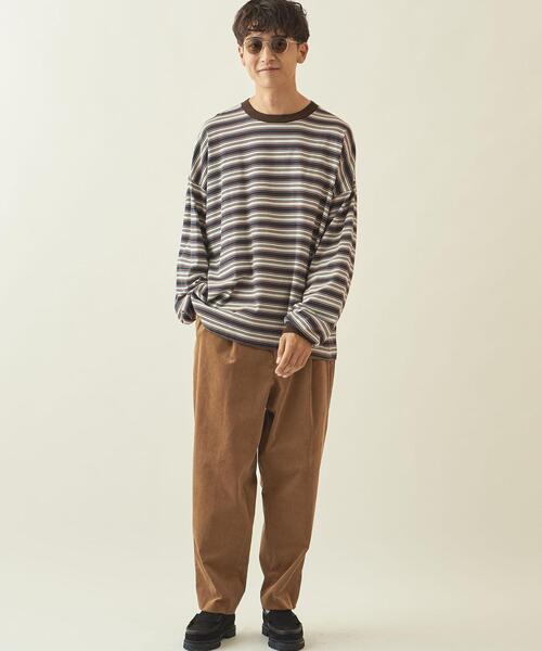 info. BEAUTY&YOUTH（インフォビューティアンドユース）の「【WEB限定】＜info. BEAUTY&YOUTH＞ スーパービッグ ボーダー カットソー（Tシャツ/カットソー・メンズ・ダークブラウン/コバルトブルー/ブラック/オリーブ・S/M/L）」の20枚目の写真