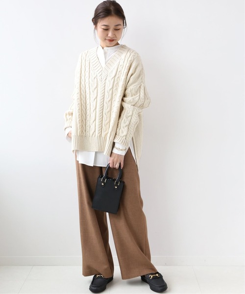 Oldderby Knitwear(オールダービーニットウェア)の「【Oldderby Knitwear】サイドスリットニットプルオーバー◆(ニット/セーター・レディース・ブルー/ナチュラル/ホワイト・MEDIUM)」の4枚目の写真