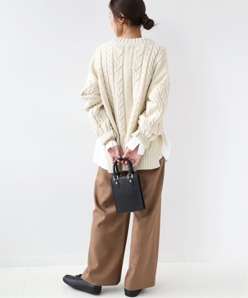 Oldderby Knitwear(オールダービーニットウェア)の「【Oldderby Knitwear】サイドスリットニットプルオーバー◆(ニット/セーター・レディース・ブルー/ナチュラル/ホワイト・MEDIUM)」の6枚目の写真