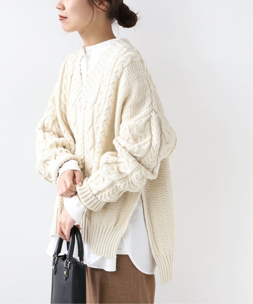 Oldderby Knitwear(オールダービーニットウェア)の「【Oldderby Knitwear】サイドスリットニットプルオーバー◆(ニット/セーター・レディース・ブルー/ナチュラル/ホワイト・MEDIUM)」の8枚目の写真