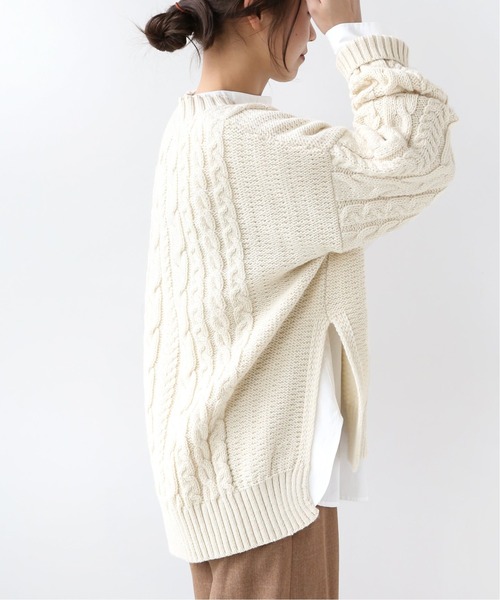 Oldderby Knitwear(オールダービーニットウェア)の「【Oldderby Knitwear】サイドスリットニットプルオーバー◆(ニット/セーター・レディース・ブルー/ナチュラル/ホワイト・MEDIUM)」の9枚目の写真