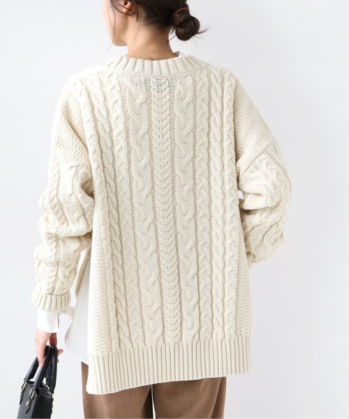 Oldderby Knitwear(オールダービーニットウェア)の「【Oldderby Knitwear】サイドスリットニットプルオーバー◆(ニット/セーター・レディース・ブルー/ナチュラル/ホワイト・MEDIUM)」の10枚目の写真