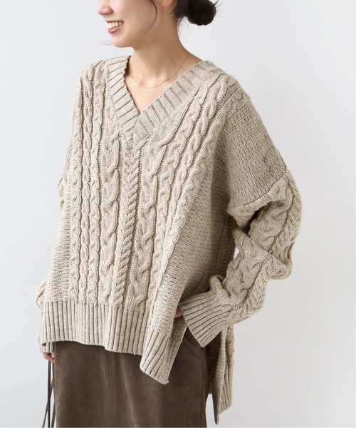 Oldderby Knitwear(オールダービーニットウェア)の「【Oldderby Knitwear】サイドスリットニットプルオーバー◆(ニット/セーター・レディース・ブルー/ナチュラル/ホワイト・MEDIUM)」の15枚目の写真