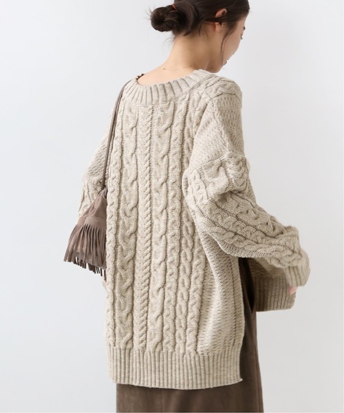 Oldderby Knitwear(オールダービーニットウェア)の「【Oldderby Knitwear】サイドスリットニットプルオーバー◆(ニット/セーター・レディース・ブルー/ナチュラル/ホワイト・MEDIUM)」の16枚目の写真