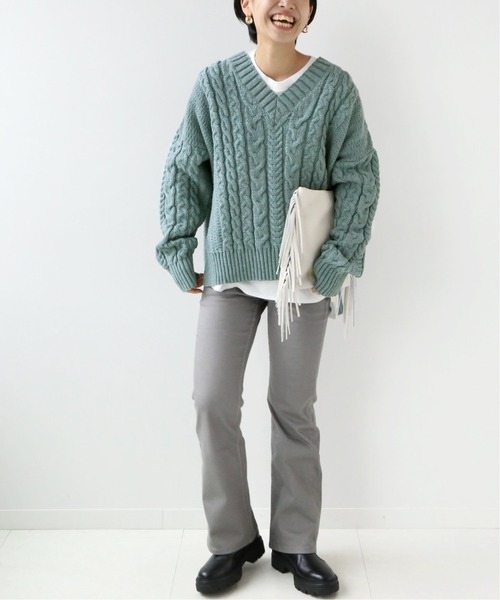 Oldderby Knitwear(オールダービーニットウェア)の「【Oldderby Knitwear】サイドスリットニットプルオーバー◆(ニット/セーター・レディース・ブルー/ナチュラル/ホワイト・MEDIUM)」の17枚目の写真