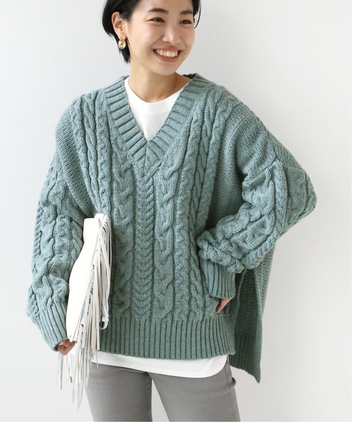 Oldderby Knitwear(オールダービーニットウェア)の「【Oldderby Knitwear】サイドスリットニットプルオーバー◆(ニット/セーター・レディース・ブルー/ナチュラル/ホワイト・MEDIUM)」の20枚目の写真