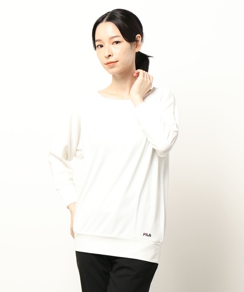 FILA（フィラ）の「【FILA / フィラ】レディース水陸両用 接触冷感 吸水速乾 リブ使い7分袖Tシャツ（Tシャツ/カットソー・レディース・ブラック/杢グレー/ホワイト/ネイビー・SMALL/LARGE/MEDIUM/X-LARGE）」の8枚目の写真