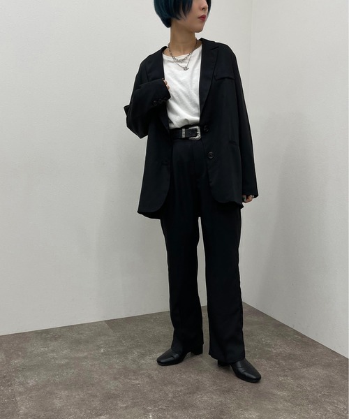 apres jour mignon（アプレジュールミニョン）の「センタープレスストレートパンツ【SETUP着用可能】【ZOZOTOWN限定アイテム】（その他パンツ・レディース・パープル系その他3/ブラック/ダークグリーン/グリーン系その他2・MEDIUM/X-LARGE/SMALL）」の9枚目の写真