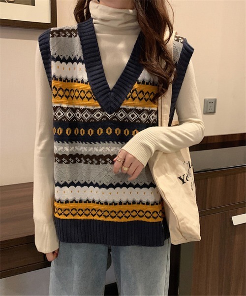 MAISON DE THERESE(メゾン ド テレーズ)の「Vネックノルディック ニットベスト セーター(ベスト・レディース・B/A/C・FREE)」の17枚目の写真