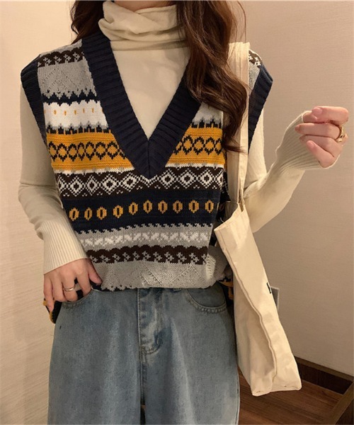 MAISON DE THERESE(メゾン ド テレーズ)の「Vネックノルディック ニットベスト セーター(ベスト・レディース・B/A/C・FREE)」の14枚目の写真