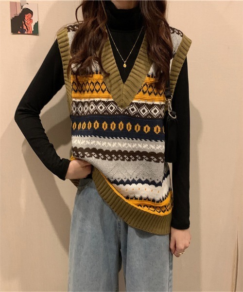 MAISON DE THERESE(メゾン ド テレーズ)の「Vネックノルディック ニットベスト セーター(ベスト・レディース・B/A/C・FREE)」の8枚目の写真