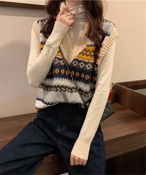 MAISON DE THERESE(メゾン ド テレーズ)の「Vネックノルディック ニットベスト セーター(ベスト・レディース・B/A/C・FREE)」の22枚目の写真