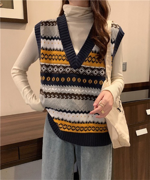 MAISON DE THERESE(メゾン ド テレーズ)の「Vネックノルディック ニットベスト セーター(ベスト・レディース・B/A/C・FREE)」の19枚目の写真