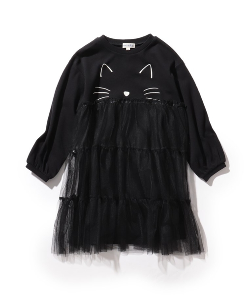 SHOO・LA・RUE（シューラルー）の「◆【90-130cm/ハロコレ】ネコチュールワンピース（ワンピース・キッズ・ブラック/パープル系2/ピンク系・10/09/13/12/11）」の2枚目の写真