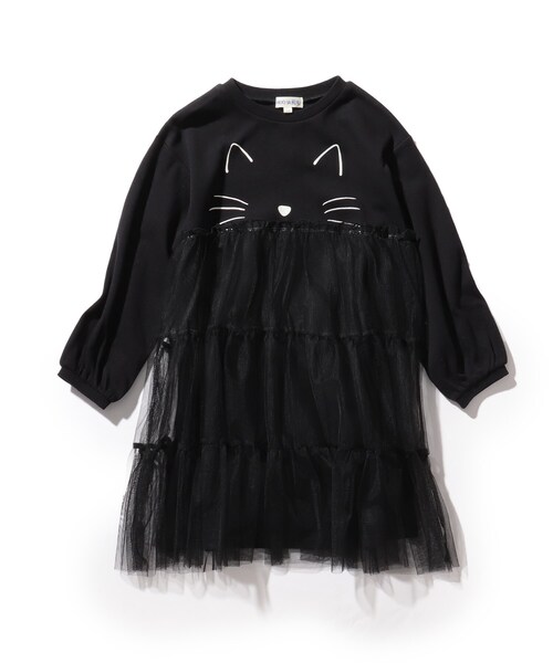 SHOO・LA・RUE（シューラルー）の「◆【90-130cm/ハロコレ】ネコチュールワンピース（ワンピース・キッズ・ブラック/パープル系2/ピンク系・10/09/13/12/11）」の4枚目の写真