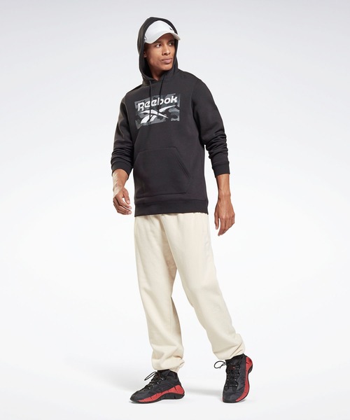 Reebok(リーボック)の「カモ オールオーバー プリント プルオーバー フーディー / Camo Allover Print Pullover Hoodie(パーカー・メンズ・ブラック・SMALL/MEDIUM/LARGE/X-LARGE/XX-LARGE/X-SMALL/XXX-LARGE)」の7枚目の写真