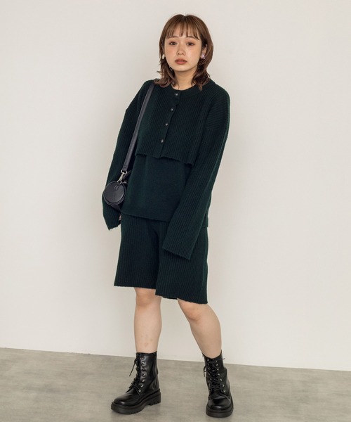 w closet（ダブルクローゼット）の「2×2リブハーフパンツ（その他パンツ・レディース・グリーン/グレー系その他/オレンジ/オフホワイト・FREE）」の5枚目の写真