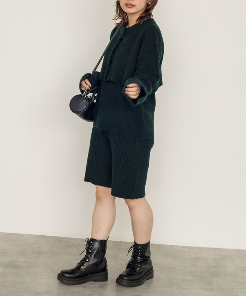 w closet（ダブルクローゼット）の「2×2リブハーフパンツ（その他パンツ・レディース・グリーン/グレー系その他/オレンジ/オフホワイト・FREE）」の8枚目の写真