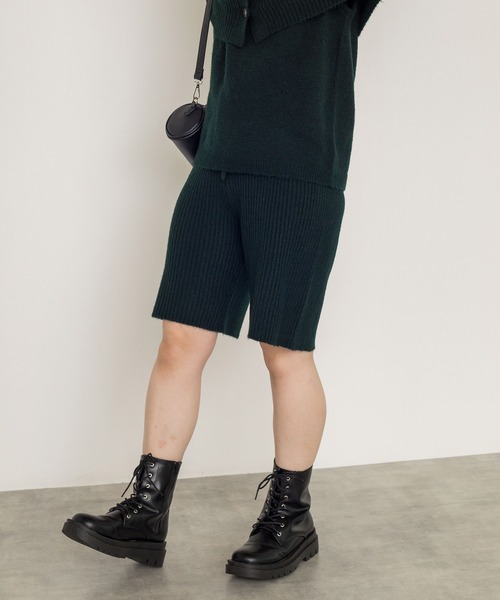 w closet（ダブルクローゼット）の「2×2リブハーフパンツ（その他パンツ・レディース・グリーン/グレー系その他/オレンジ/オフホワイト・FREE）」の12枚目の写真