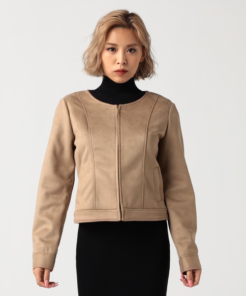 CECIL McBEE(セシルマクビー)の「フェイクスエードシングルライダースジャケット(ライダースジャケット・レディース・ベージュ/モカ/グレー/ピンク・MEDIUM/LARGE)」の9枚目の写真