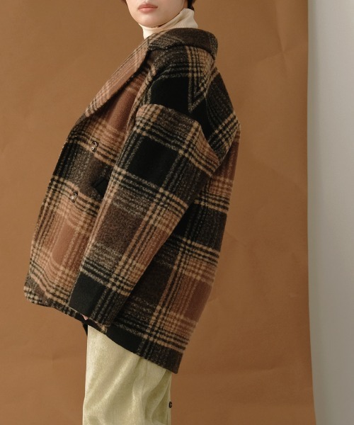Bab（バブ）の「【WEB限定】チェック柄オーバーミドルコート（チェスターコート・レディース・ブラウン/ブラック・38）」の20枚目の写真