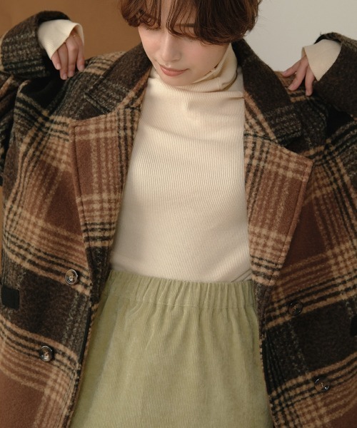 Bab（バブ）の「【WEB限定】チェック柄オーバーミドルコート（チェスターコート・レディース・ブラウン/ブラック・38）」の9枚目の写真