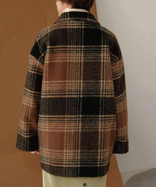 Bab（バブ）の「【WEB限定】チェック柄オーバーミドルコート