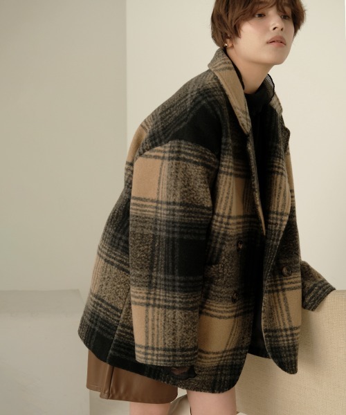 Bab（バブ）の「【WEB限定】チェック柄オーバーミドルコート（チェスターコート・レディース・ブラウン/ブラック・38）」の17枚目の写真
