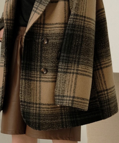 Bab（バブ）の「【WEB限定】チェック柄オーバーミドルコート（チェスターコート・レディース・ブラウン/ブラック・38）」の22枚目の写真