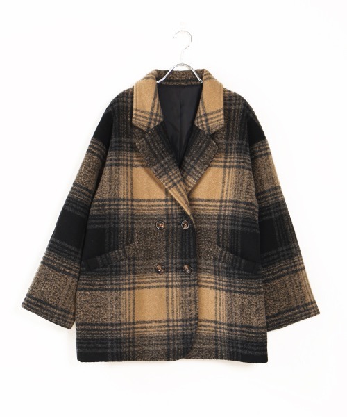 Bab（バブ）の「【WEB限定】チェック柄オーバーミドルコート（チェスターコート・レディース・ブラウン/ブラック・38）」の19枚目の写真